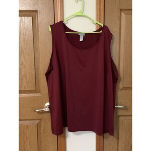 Bundle of 2 Catherines 4X Sleeveless Stretch Tank Tops Green & Burgundy
